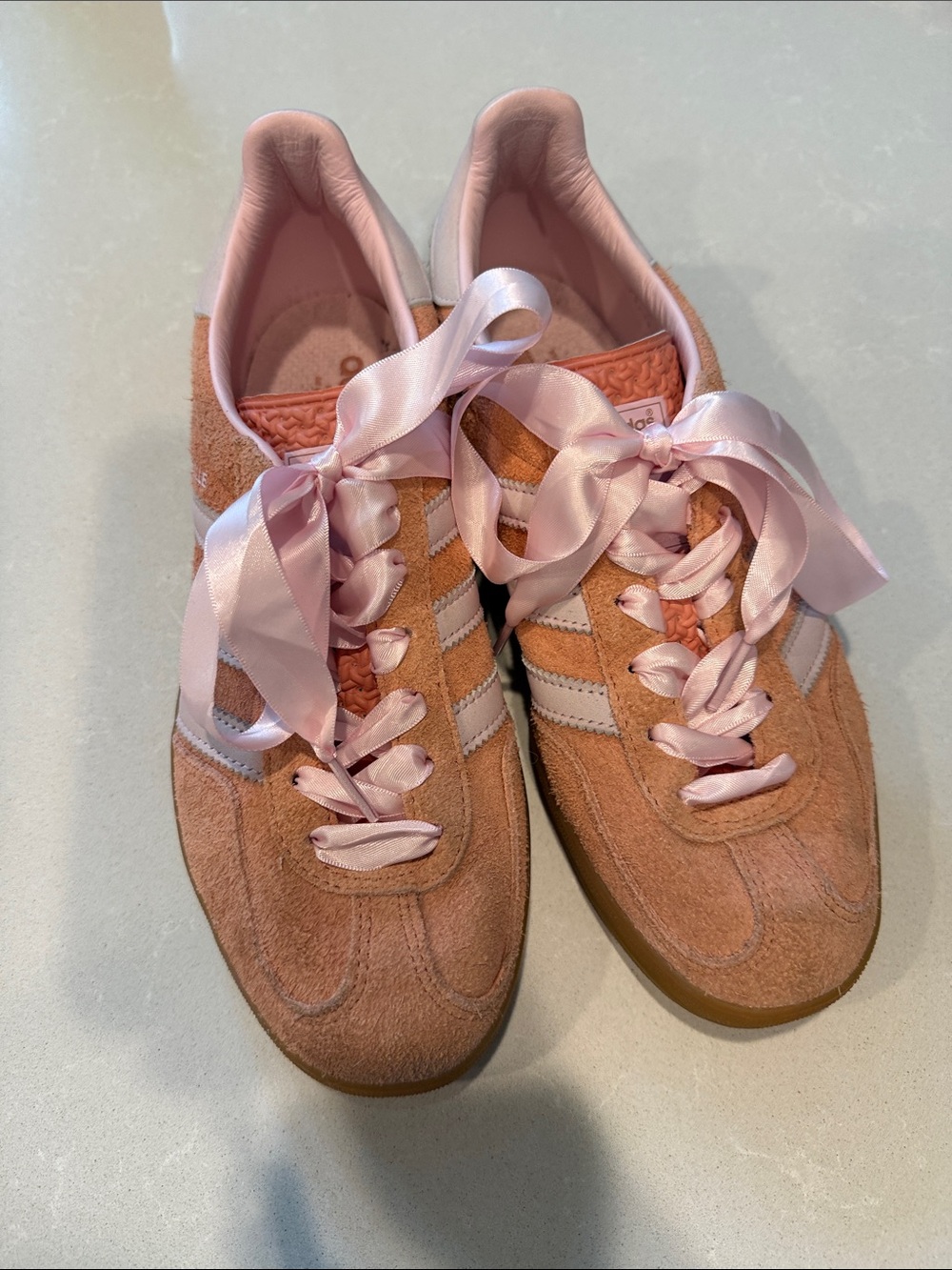 adidas Women's Pink Suede Ribbon-Lace Sneakers